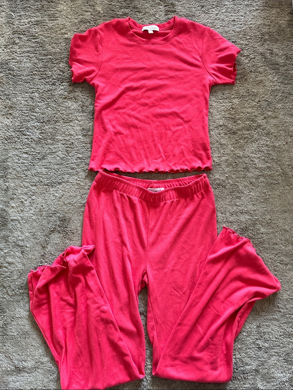 PJ Salvage Hot Pink Short-Sleeve Top & Lounge Pants Set